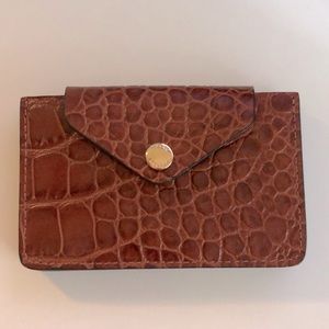 & Other Stories brown croc embossed leather card holder wallet